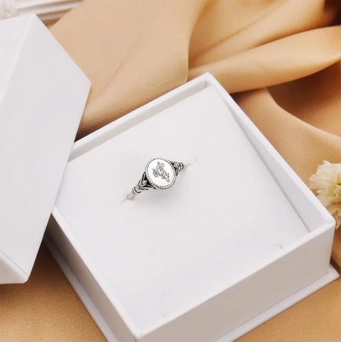 Sterling Silver Personalised Birth Flower Ring Gift for Her