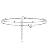 Sterling Silver 26 initials Single Layer Charm Anklet