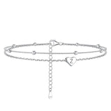 Sterling Silver 26 initials Single Layer Charm Anklet