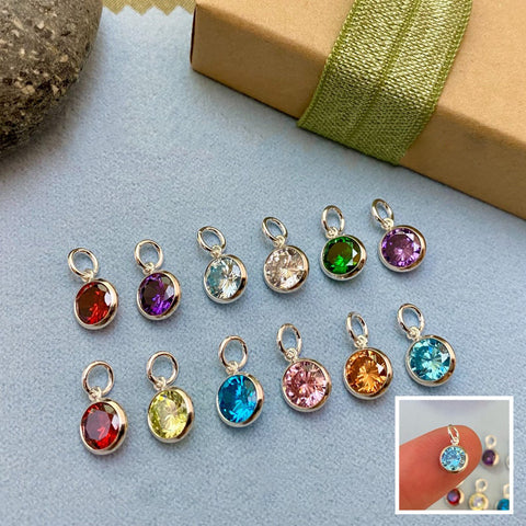 Sterling Silver AAA CZ  Birthstone Charm