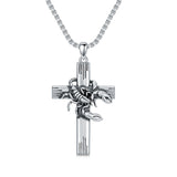 Sterling Silver Scorpion Cross Pendant Necklace for Men