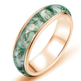 Sterling Silver 10K 14K 18K Nature Moss Agate Wedding Ring Engagement Ring