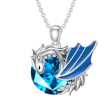 Sterling Silver 10K 14K 18K Gold Birthstone Wyvern Dragon Pendant Necklace