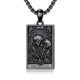 Sterling Silve Sun Moon Star Strength Lovers Death Devil Fool Tarot Card Pendant Necklace