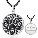 Sterling Silver Personalized Engraved Dog Paw Urn Necklace fo Ashes