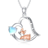 Sterling Silver Corgi Dog Pendant Necklace