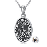 Sterling Silver Personalized Photo 12 Month Birth Flower Pendant Necklace