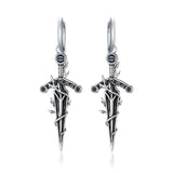 Sterling Silver Medieval Sword  Hoop Earrings