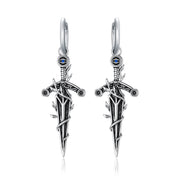 Sterling Silver Medieval Sword  Hoop Earrings