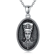 Sterling Silver Nerfertiti Queen Goddess Amulet Pendant Necklace