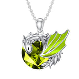 Sterling Silver 10K 14K 18K Gold Birthstone Wyvern Dragon Pendant Necklace