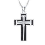 Sterling Silver 3 Nail Cross Pendant Necklace for Men