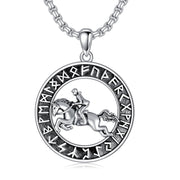 925 Silver  Horse Viking Necklace Protection Pendant Jewelry Christmas Halloween Birthday Gifts for Men Women