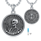 Memento Mori Necklace for Men 925 Sterling Silver Memento Mori Pendant Gothic Skull Pendant Amulet Protection Jewelry Gifts