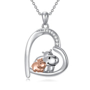 Sterling Silver Cubic Zirconia Hippo Pendant Necklace