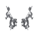 Sterling Silver Dragon Dangle Earrings