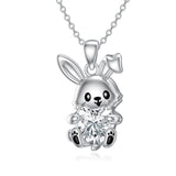 Sterling Silver Cubic Zirconia Hamster Pig Dragon Giraffe Bunny Hippo Goat Pendant Necklace