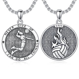 Sterling Silver Baseball Basketball Softball Soccer Pendant Necklace Engraved with Never Give up I Can Do All Things