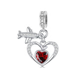 Sterling Silver Cubic Zirconia Heart Birthstone  Airplane Charm Beads