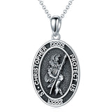 Sterling Silver Saint Christopher St Michael Saint Sebastian Amulet Pendant Necklace