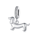 Sterling Silver Dachshund  Dog Charm Beads