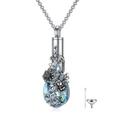 Sterling Silver  Teardrop Crystal Bee Urn Necklace For Ashes