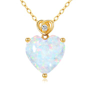 14K Gold 3 Carat Heart-cut Birthstone Pendant Necklace