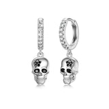 Sterling Silver Gothic Skull Dangle Earrings