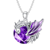 Sterling Silver 10K 14K 18K Gold Birthstone Wyvern Dragon Pendant Necklace