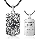 Sterling Silver Personalized Engraved Dog Paw Urn Necklace fo Ashes