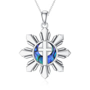 Sterling Silver Philippines Sun&Cross Pendant Necklace