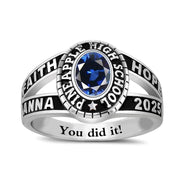 Sterling Silver Personalized Engraved& Birthstone Class Ring Graduation Ring