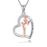 Sterling Silver Father Daughter Pendant Necklace with Engraved Words