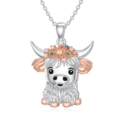 Sterling Silver Highland Cow Necklace