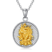 Sterling Silver Gold Medusa Goddess Amulet Pendant Necklace