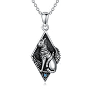 Sterling Silver Egyptian Cat Pendant Necklace