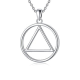 Sterling Silver AA Recovery Symbol Sobriety Alcoholics Anonymous Pendant Necklace