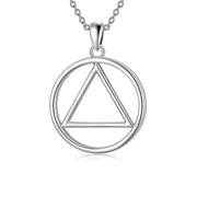 Sterling Silver AA Recovery Symbol Sobriety Alcoholics Anonymous Pendant Necklace