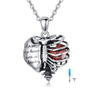 Sterling Silver Heart Birthstone Skeleton Urn Necklaces for Ashes