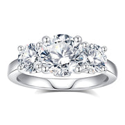 Sterling Silver Round Cut 3 Stone Moissanite Engagement Ring