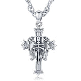 Sterling Silver Saint Michael Cross Pendant Necklace