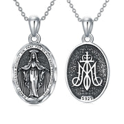 Sterling Silver Virgin Mary Goddess Amulet Pendant Necklace