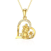 14k Gold Mother and Child Pendant Necklace