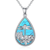 Sterling Silver Turquoise Dragonfly Butterfly Cardinal Pendant Necklace  with Memorial Engraved