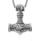 Sterling Silver Thor Hammer Pendant Necklace with Stainless Steel Chain