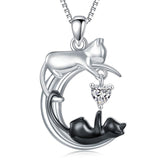 Cat Necklace 925 Silver Cat Birthstone Necklace Cat Jewelry Gift for Women Cat Lover