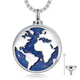 Sterling Silver World Map Pendant Globe Urn Necklace for Ashes