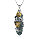 Sunflower Moss Agate Necklace 925 Sterling Silver SunflowerJewelry Gift for Women