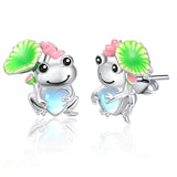 Moonstone Animal Stud Earrings for Women 925 Silver Hypoallergenic Cute Cartoon Animal Earrings  Jewelry Gifts