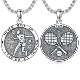 Sterling Silver Baseball Basketball Softball Soccer Pendant Necklace Engraved with Never Give up I Can Do All Things